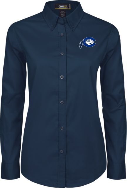 Chowan Womens Twill Button Down Long Sleeve  Mascot Logo - ONLINE ONLY