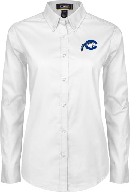 Chowan Womens Twill Button Down Long Sleeve  Mascot Logo - ONLINE ONLY