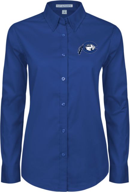 Chowan Womens Twill Button Down Long Sleeve  Mascot Logo - ONLINE ONLY